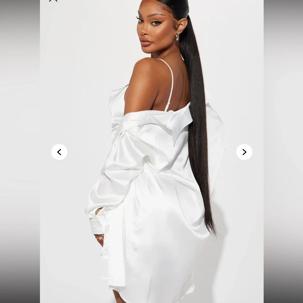 Fashion Nova Elegant White Satin Chemise Set - Picture 3 of 4